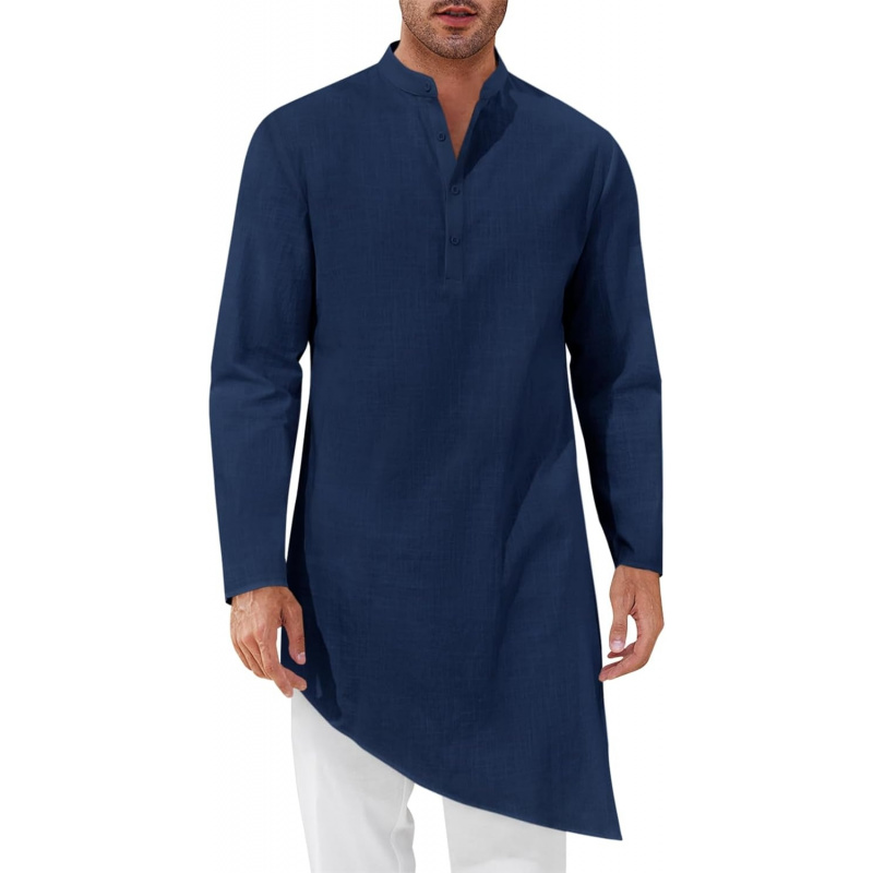 Kurta Men Cotton - Roupão Kaftan Masculino em Algodão com