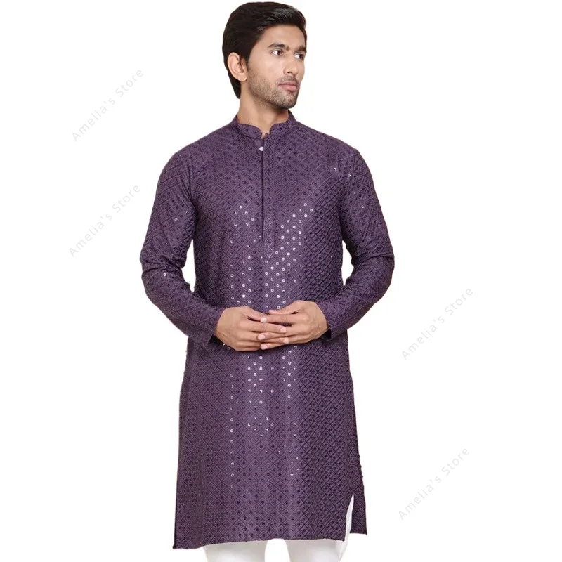 Kurta Men Cotton - Túnica kurta masculina indiana, camisa longa