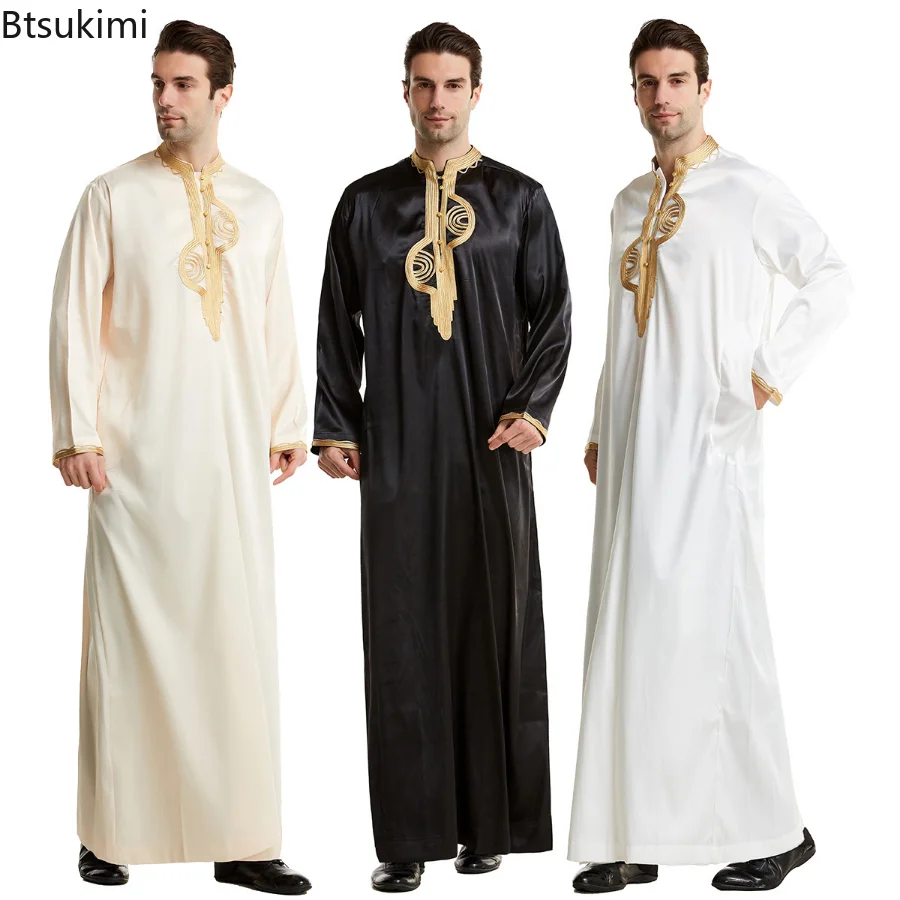 Kurta Men Cotton - Roupas masculinas muçulmanas kaftan robes mangas