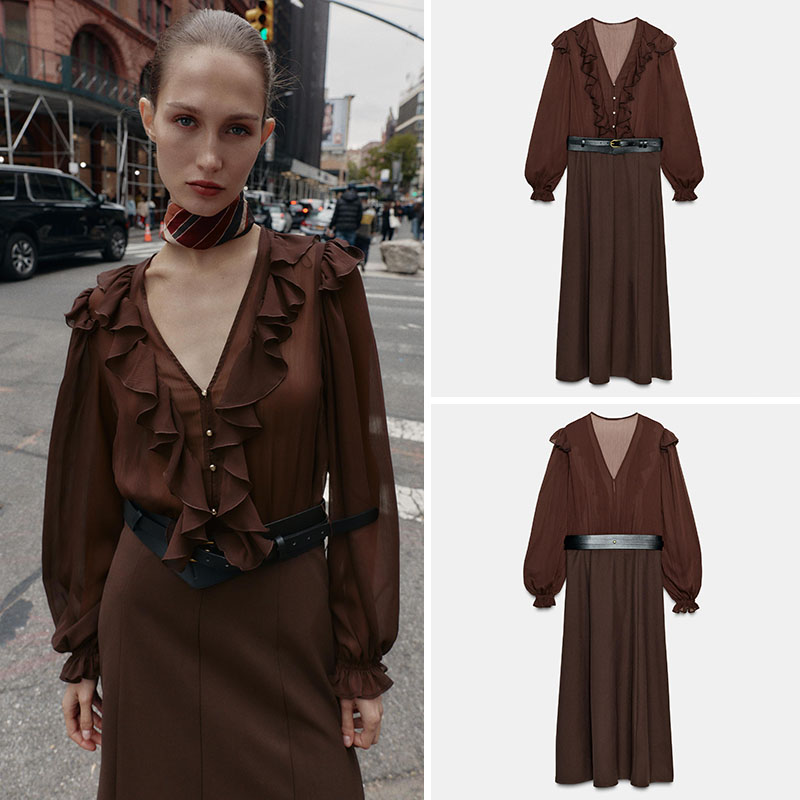 Ethnic Fashion Wear For Women - Vestido Midi Elegante com Decote em