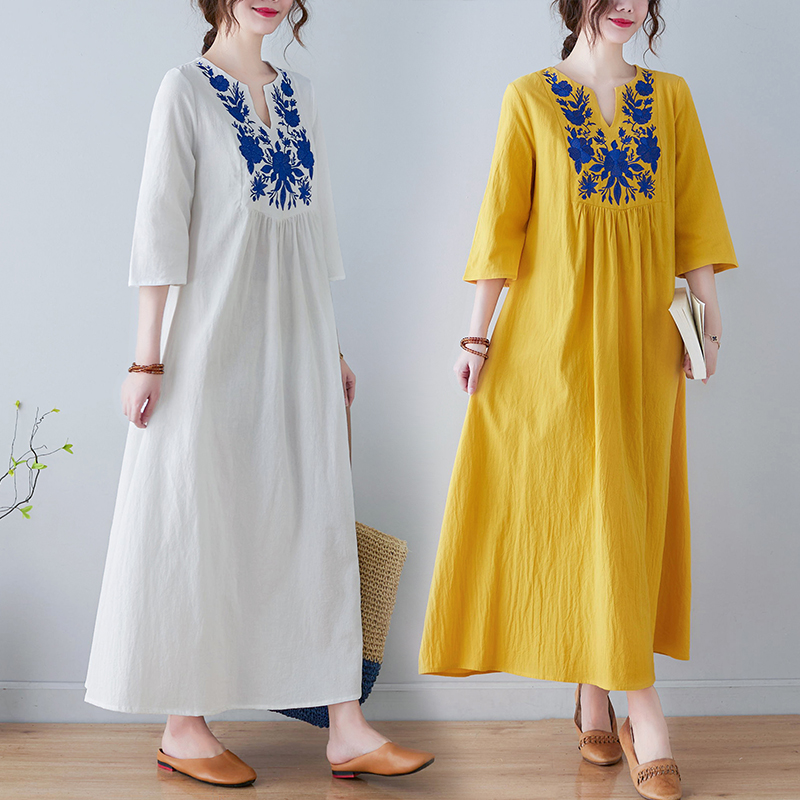 Ethnic Fashion Trend - Novo Vestido Midi de Algodão e