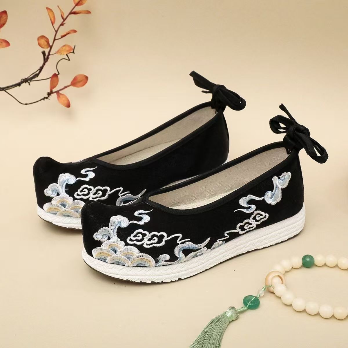 Ethnic Fabric - Mulher tamanho grande bordado hanfu sapatos