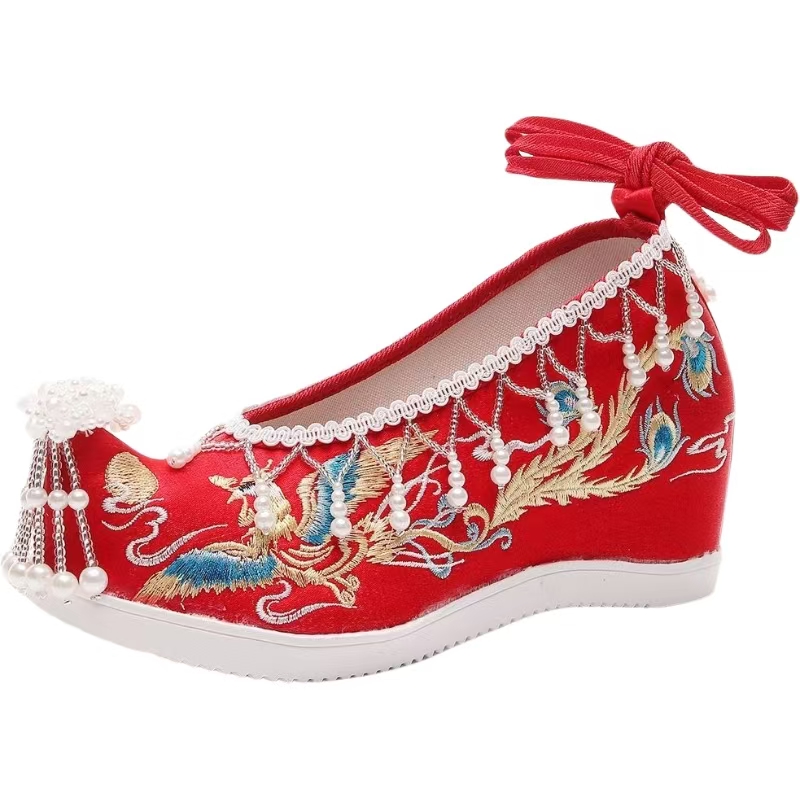 Ethnic Style - Mulheres novo vermelho bordado sapatos de