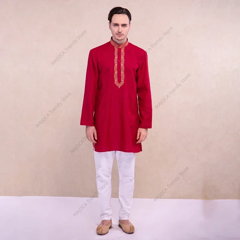 Kurta Men Cotton - Vestido indiano para homens kurtas camisa