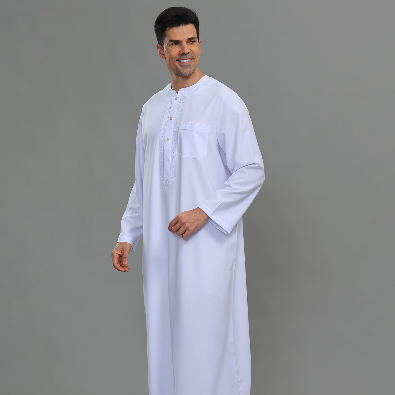 Kurta Men Cotton - Kaftan Masculino Thobe Casual de Algodão