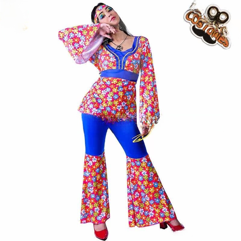 Ethnic Fashion Trend - Fantasia Hippie Feminina com Grandes Flores,