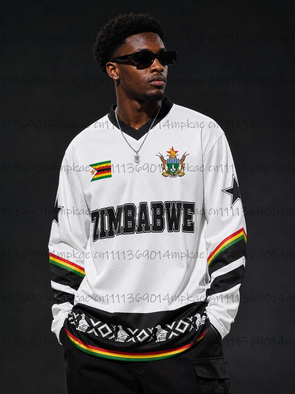 Ethnic Style - Camiseta Masculina de Manga Longa com