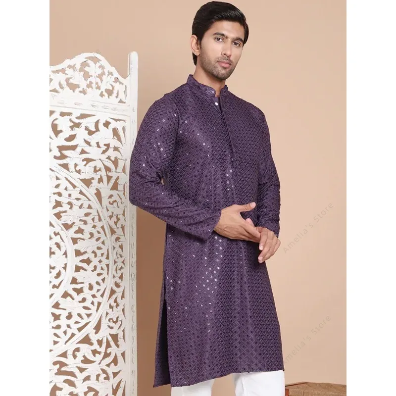Túnica kurta masculina indiana - Kurta Men Cotton avaliação e preço