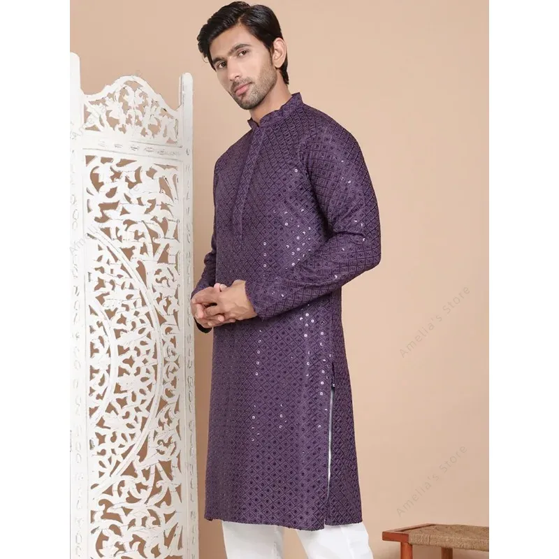 Túnica kurta masculina indiana - Kurta Men Cotton avaliação e preço