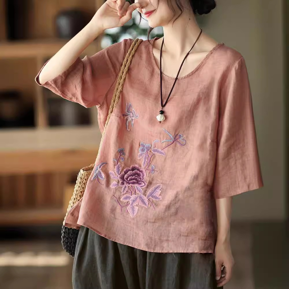 Blusa Retro de Verão Plus Size - Ethnic Fabric avaliação e preço