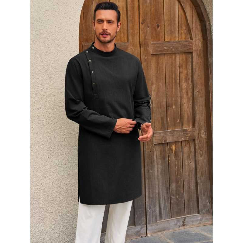Camisa Henley de Algodão de Ma - Kurta Men Cotton avaliação e preço