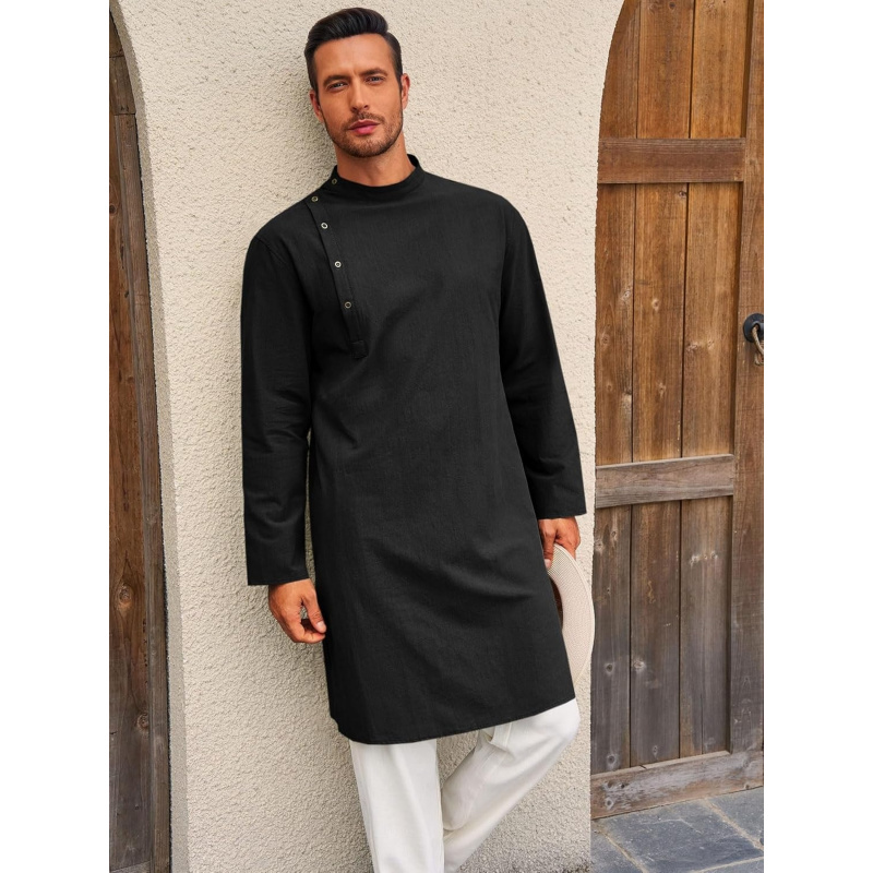 Camisa Henley de Algodão de Ma - Kurta Men Cotton avaliação e preço