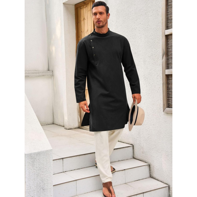 Camisa Henley de Algodão de Ma - Kurta Men Cotton avaliação e preço