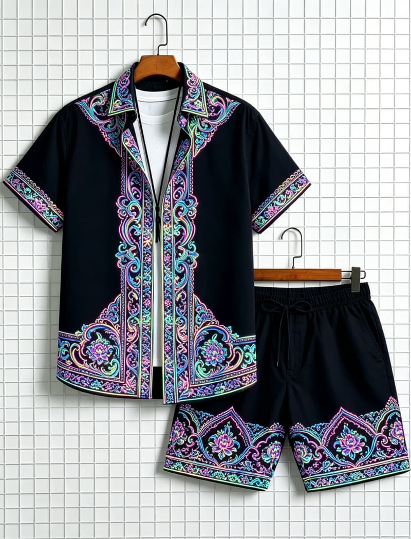 Conjunto de camisa de manga cu - Ethnic Style avaliação e preço