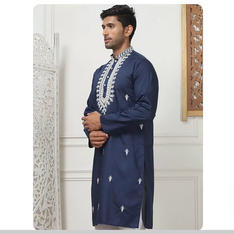 Casaco masculino fino com bord - Kurta Men Cotton avaliação e preço