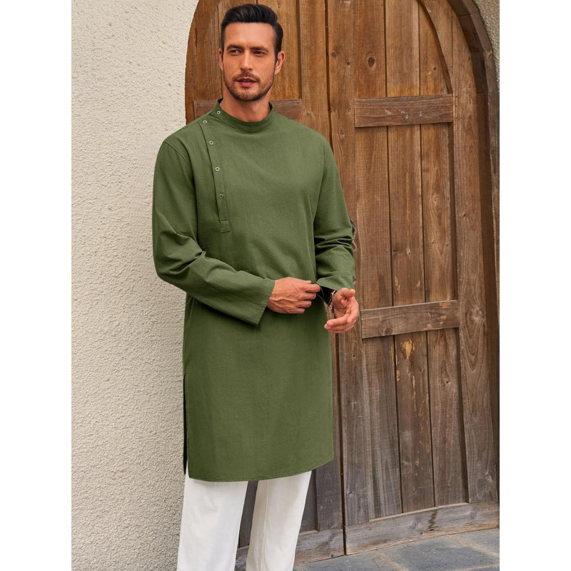 Camisa Henley de Algodão de Ma - Kurta Men Cotton avaliação e preço