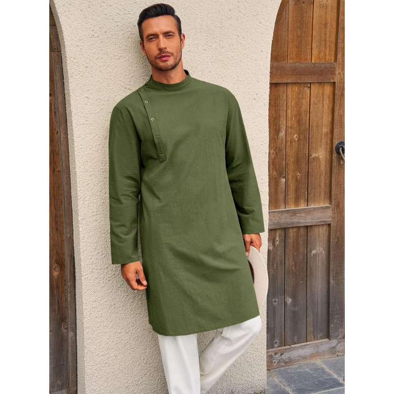Camisa Henley de Algodão de Ma - Kurta Men Cotton avaliação e preço